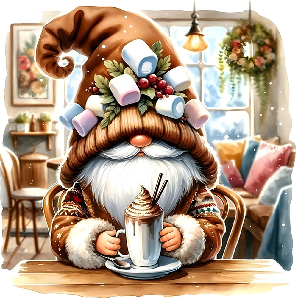Coffee Gnome - Full Round Drill Diamond Painting 30*30CM