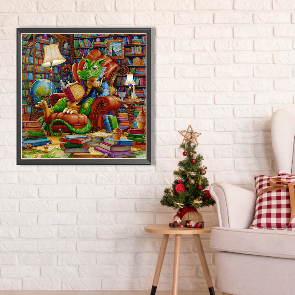 Reading Dinosaur - Full AB Round Drill Diamond Painting 40*40CM