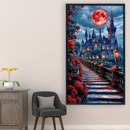Red Rose Castle - 11CT Stamped Cross Stitch 40*70CM