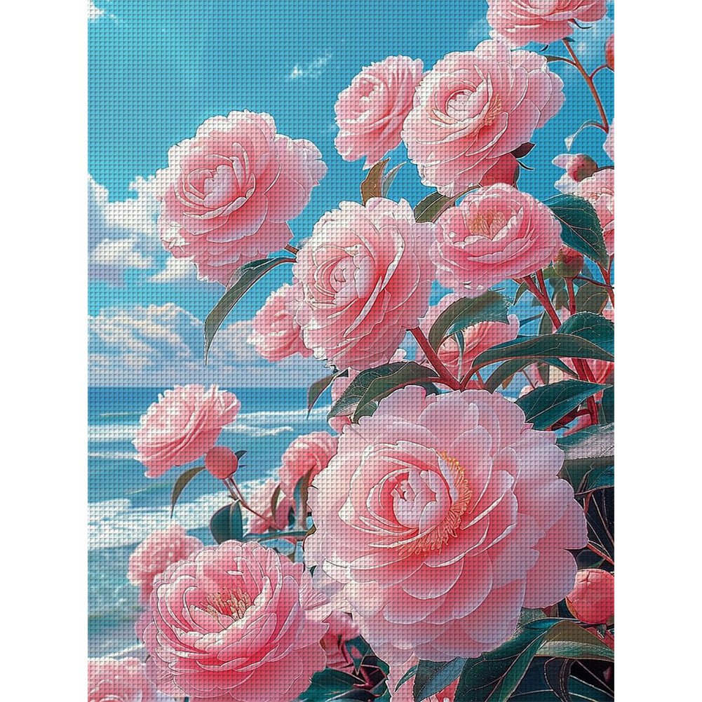Camellia - 11CT Stamped Cross Stitch 61*82CM(Mona Lisa Brand Silk)