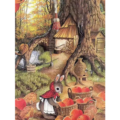 Peter Rabbit Apple - 11CT Stamped Cross Stitch 60*75CM (Mona Lisa Brand Silk)