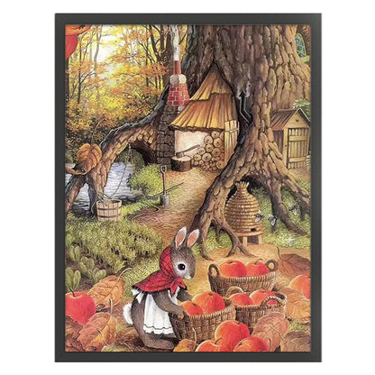 Peter Rabbit Apple - 11CT Stamped Cross Stitch 60*75CM (Mona Lisa Brand Silk)