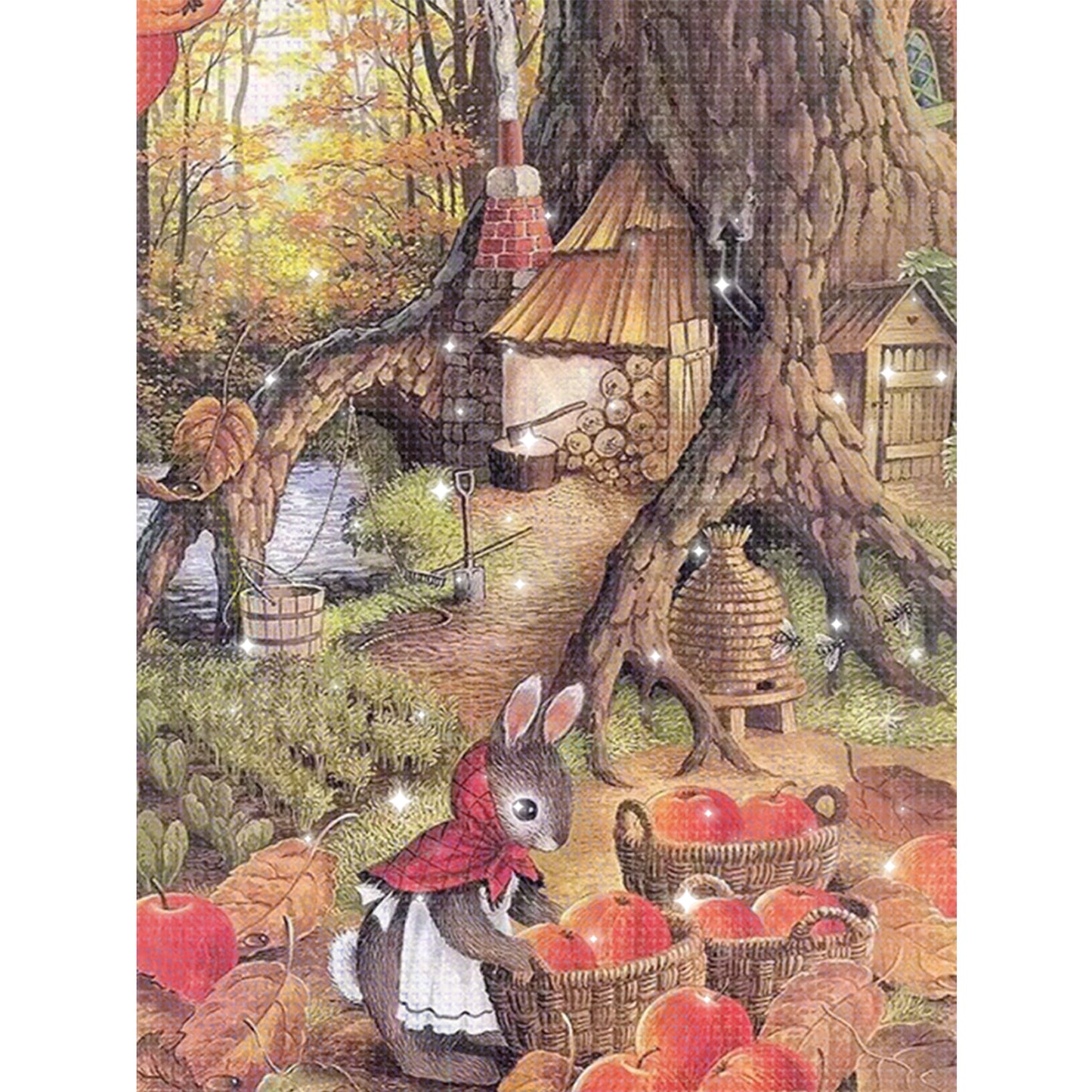 Peter Rabbit Apple - 11CT Stamped Cross Stitch 60*75CM (Mona Lisa Brand Silk)