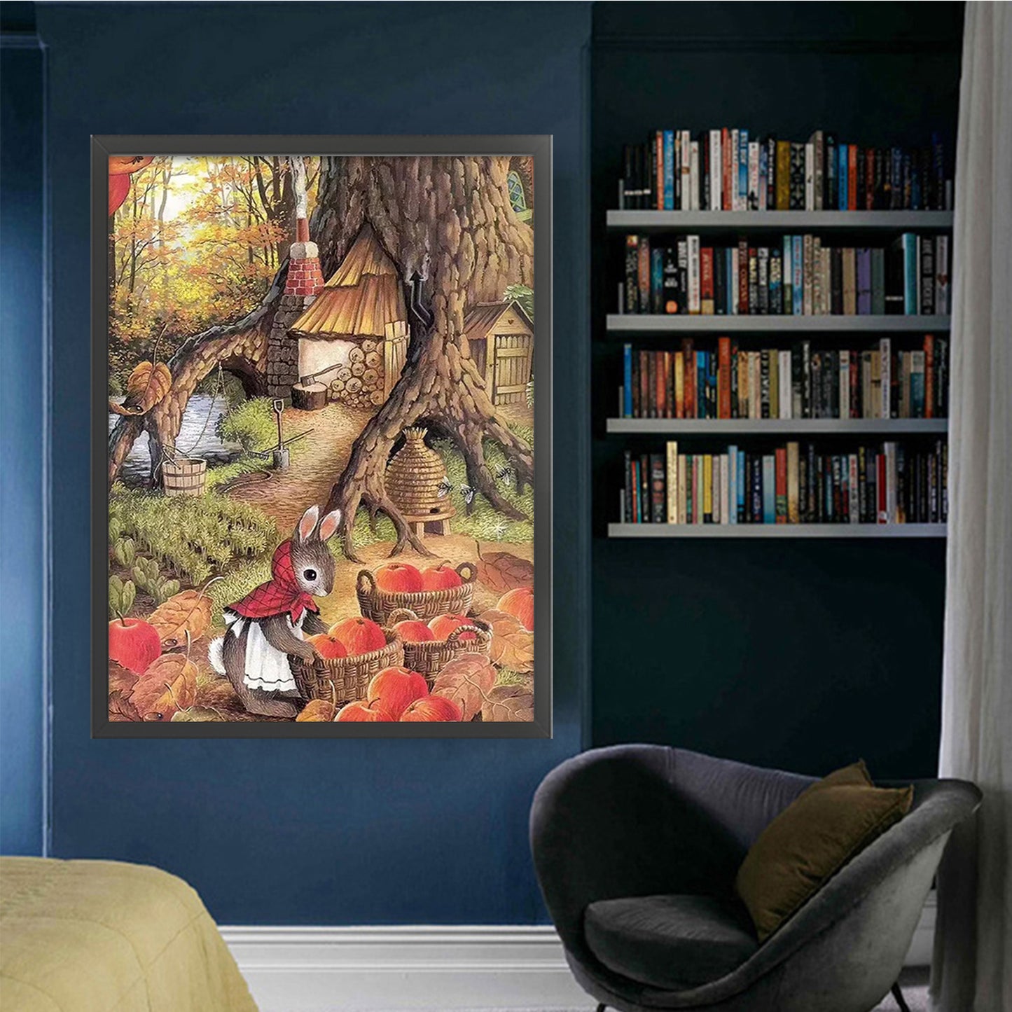 Peter Rabbit Apple - 11CT Stamped Cross Stitch 60*75CM (Mona Lisa Brand Silk)