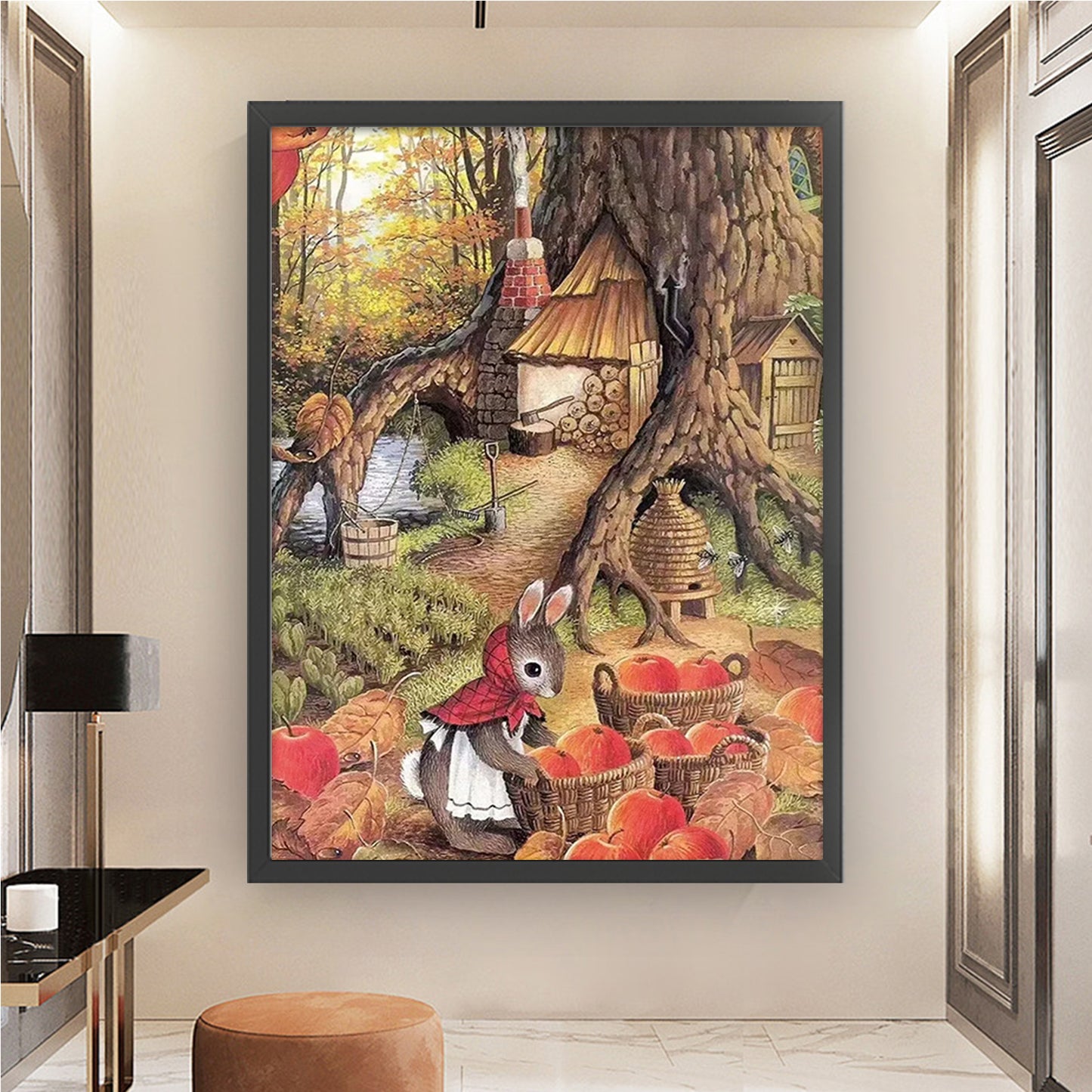 Peter Rabbit Apple - 11CT Stamped Cross Stitch 60*75CM (Mona Lisa Brand Silk)