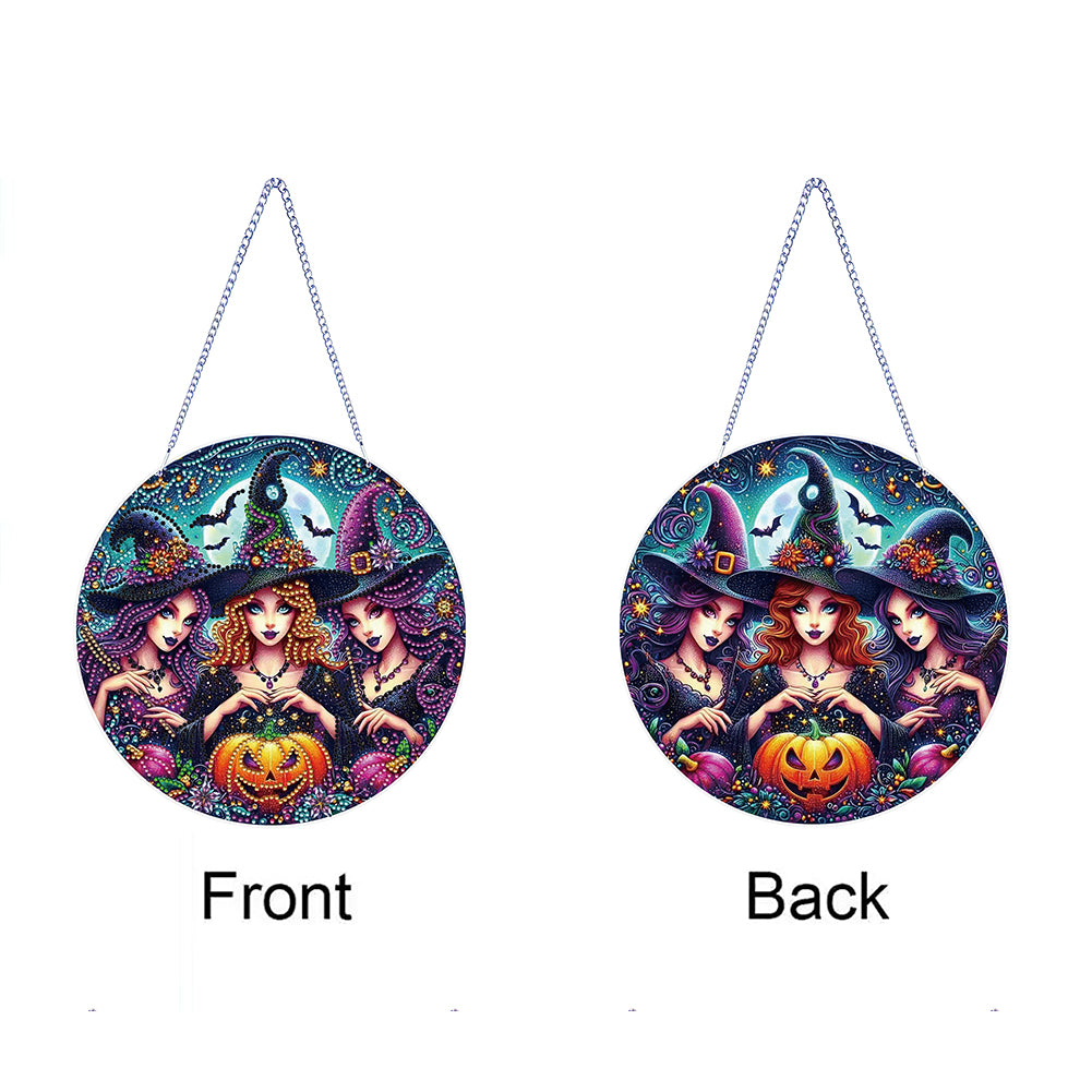 Halloween Witch Theme 2D Flat DIY Diamond Art Pendant Home Wall Decoration Craft
