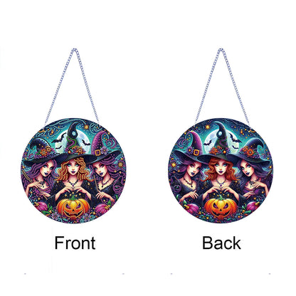 Halloween Witch Theme 2D Flat DIY Diamond Art Pendant Home Wall Decoration Craft