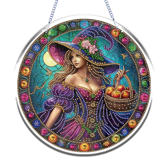 Halloween Witch Theme 2D Flat DIY Diamond Art Pendant Home Wall Decoration Craft