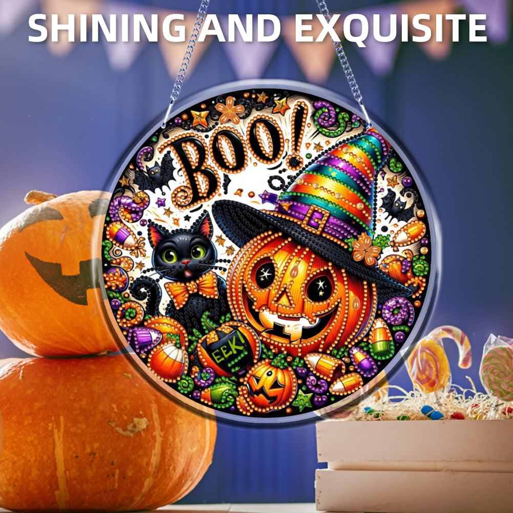 Halloween Pumpkin Theme 2D Flat DIY Diamond Art Pendant Home Wall Decoration
