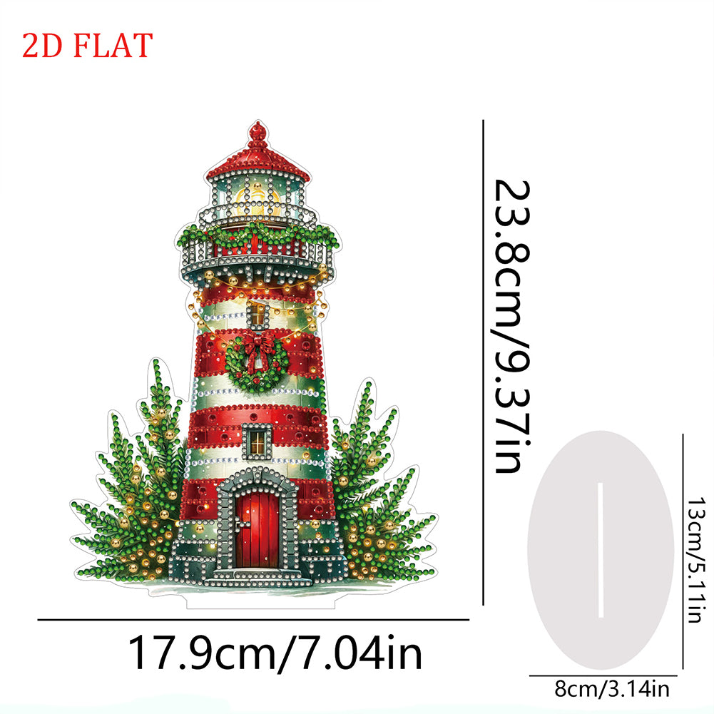 2D Flat Christmas Lighthouse Print DIY Table Top Diamond Painting Ornament Kits