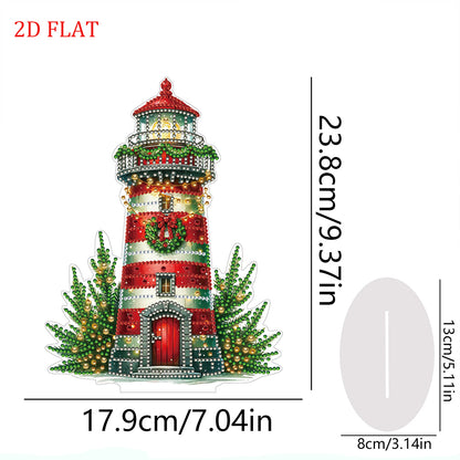 2D Flat Christmas Lighthouse Print DIY Table Top Diamond Painting Ornament Kits