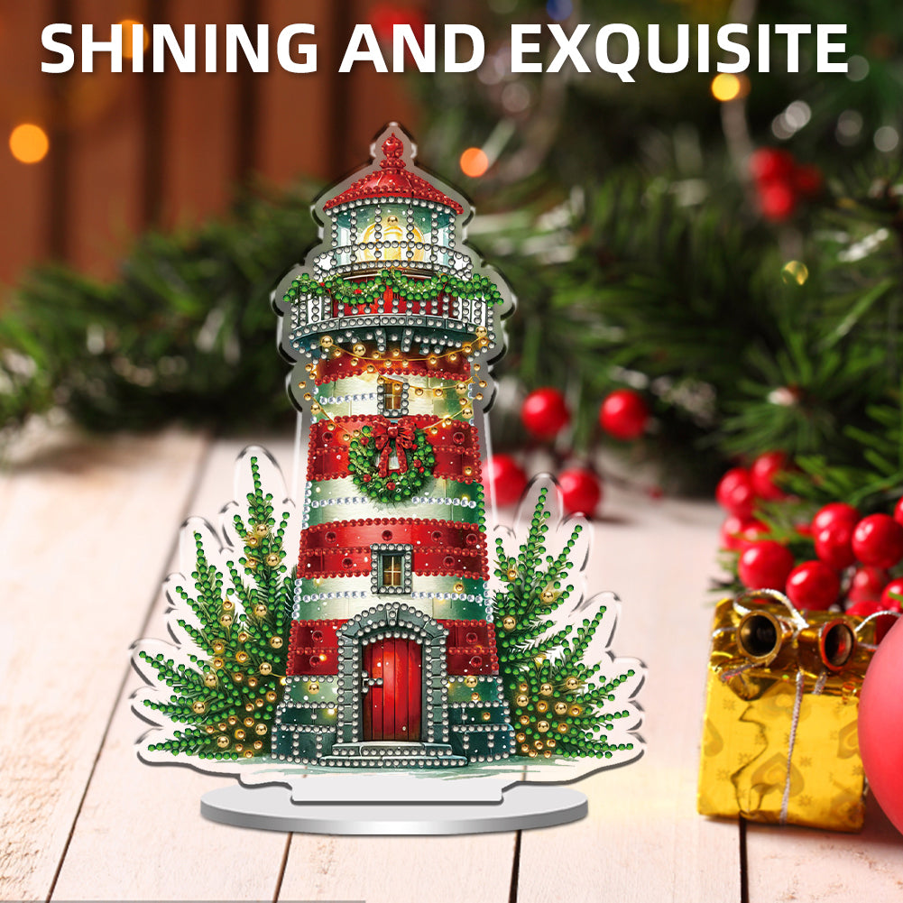2D Flat Christmas Lighthouse Print DIY Table Top Diamond Painting Ornament Kits