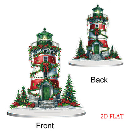 2D Flat Christmas Lighthouse Print DIY Table Top Diamond Painting Ornament Kits