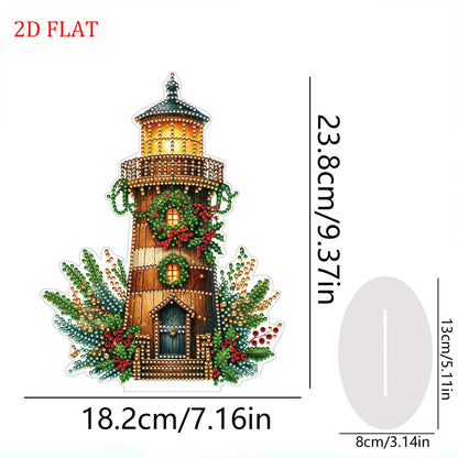 2D Flat Christmas Lighthouse Print DIY Table Top Diamond Painting Ornament Kits