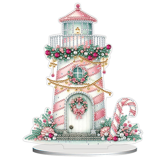 2D Flat Christmas Lighthouse Print DIY Table Top Diamond Painting Ornament Kits