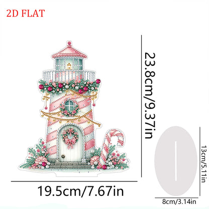 2D Flat Christmas Lighthouse Print DIY Table Top Diamond Painting Ornament Kits