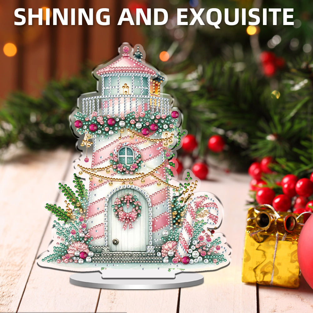 2D Flat Christmas Lighthouse Print DIY Table Top Diamond Painting Ornament Kits