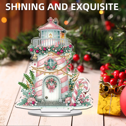 2D Flat Christmas Lighthouse Print DIY Table Top Diamond Painting Ornament Kits