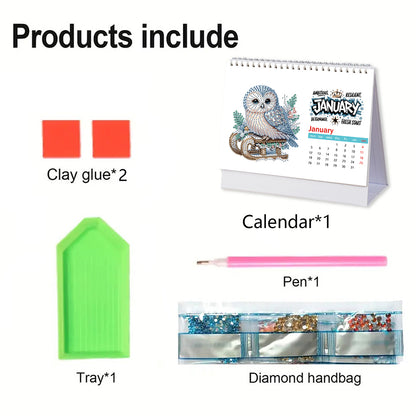 2026 Calendar Diamond Painting Kit DIY Diamond Art Desk Calendar for Home Office
