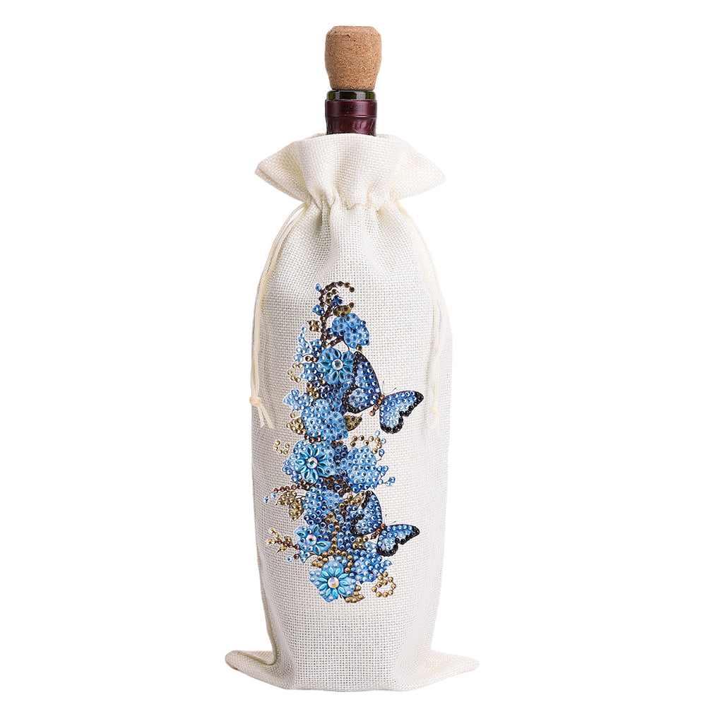 4pcs DIY Diamond Painting Wine Bag Rhinestones Liquor Bottle Cover (Butterfly)