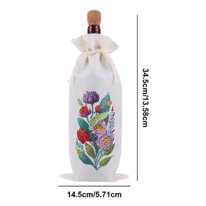 4pcs DIY Diamond Painting Wine Bag Kit Rhinestones Label Liquor Bottle Cover