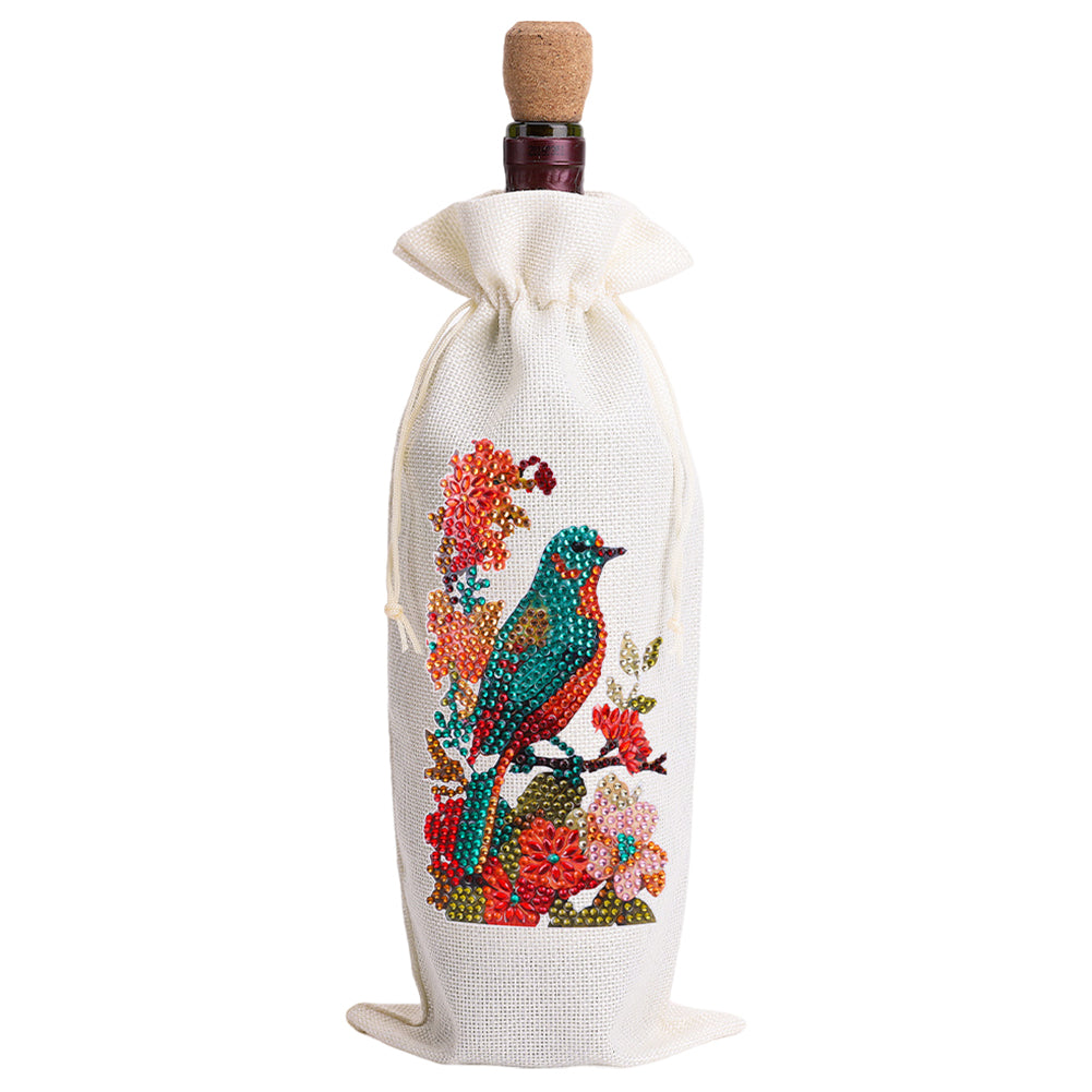 4pcs DIY Diamond Painting Wine Bag Kit Rhinestones Liquor Bottle Cover (Flower)