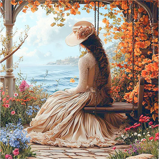 Victorian Girl - 14CT Stamped Cross Stitch 50*50CM