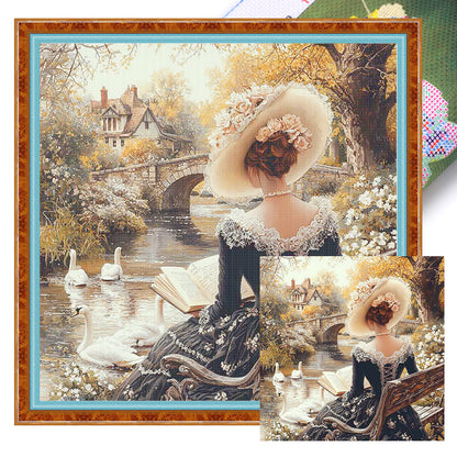 Victorian Girl - 14CT Stamped Cross Stitch 50*50CM