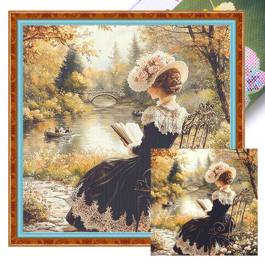 Victorian Girl - 14CT Stamped Cross Stitch 50*50CM