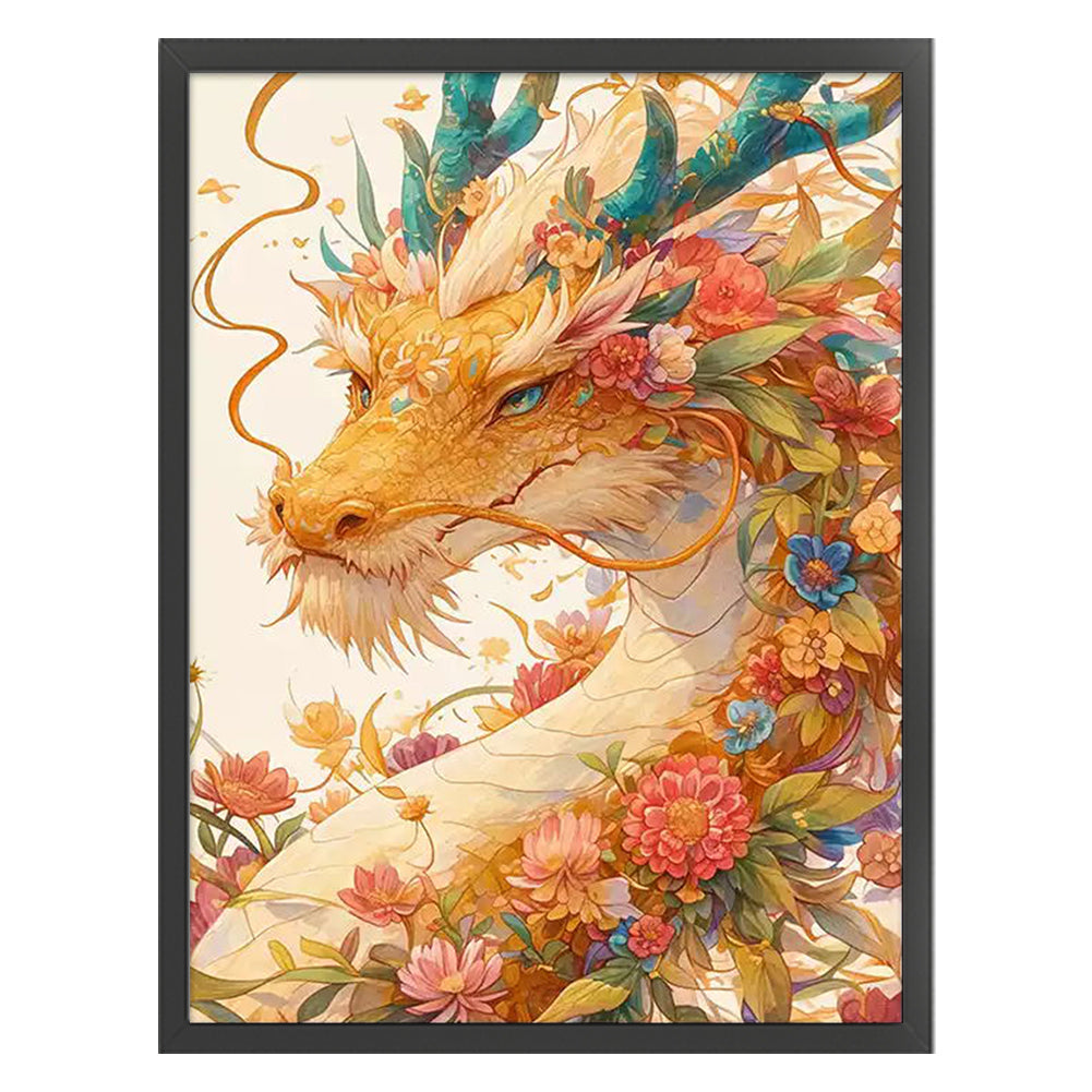 Flower Spirit Dragon - 9CT Stamped Cross Stitch 60*80CM(Mona Lisa Brand)