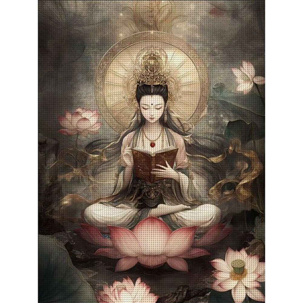 Bodhisattva Holding Sutras - 11CT Stamped Cross Stitch 63*83CM(Mona Lisa Brand)