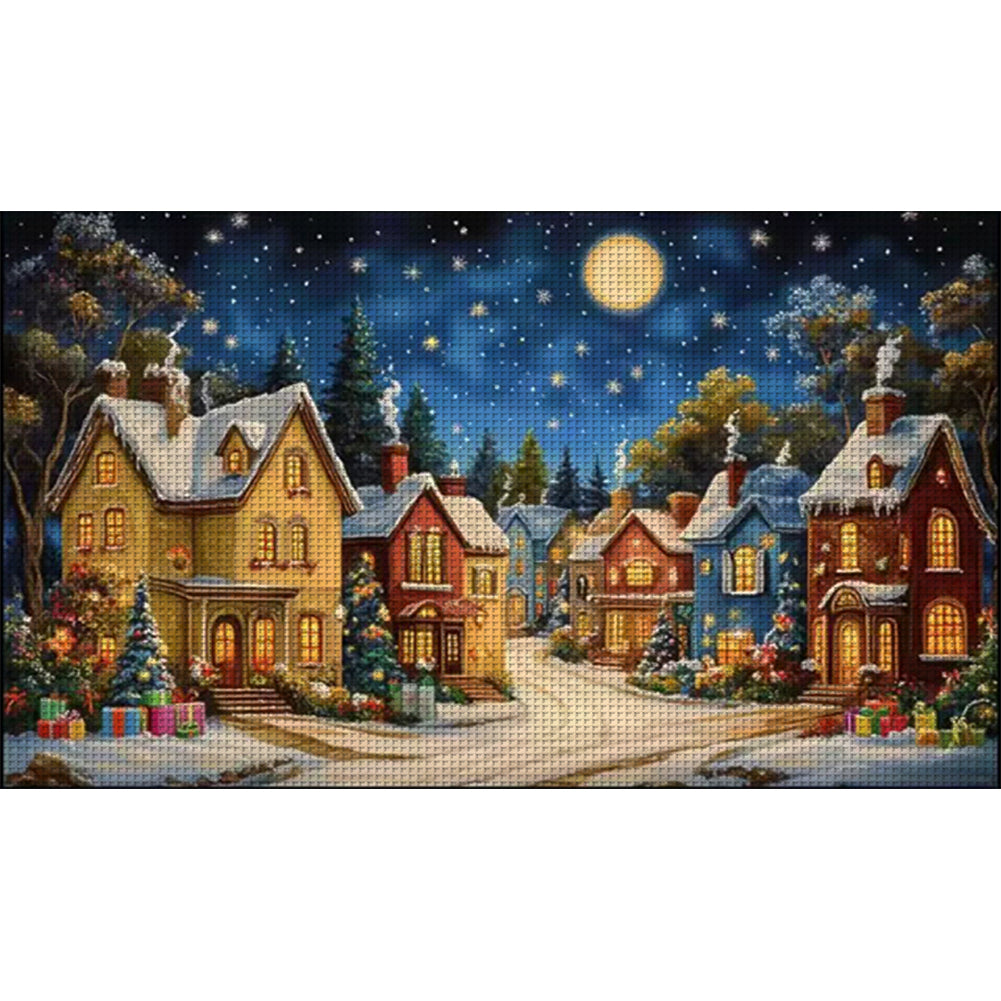 Starry Night In A European Town - 11CT Stamped Cross Stitch 50*85CM(Mona Lisa Brand)