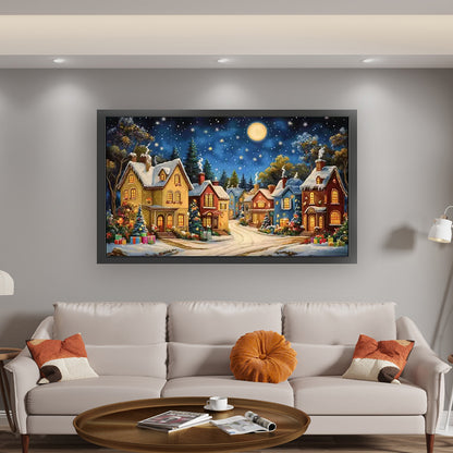 Starry Night In A European Town - 11CT Stamped Cross Stitch 50*85CM(Mona Lisa Brand)
