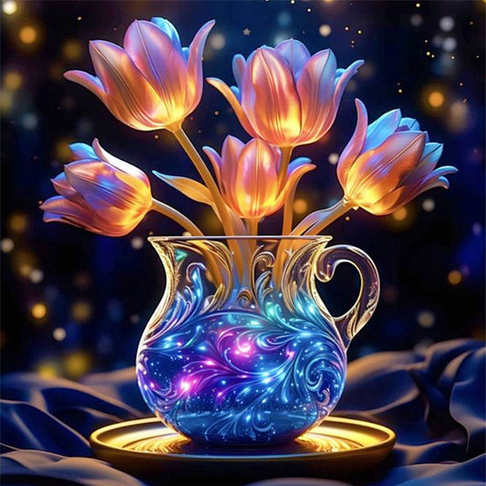 Luminous Tulip Vase - 11CT Stamped Cross Stitch 40*40CM