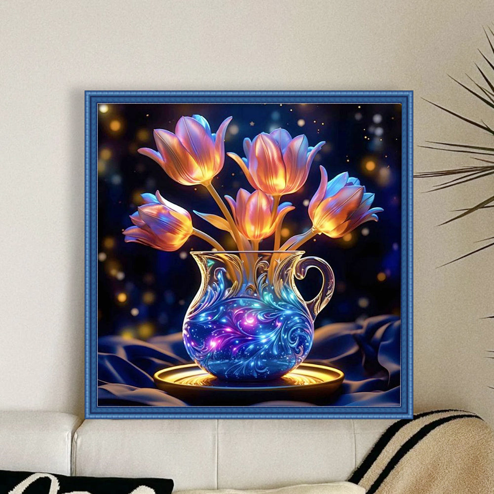 Luminous Tulip Vase - 11CT Stamped Cross Stitch 40*40CM