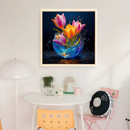 Luminous Tulip Vase - 11CT Stamped Cross Stitch 40*40CM