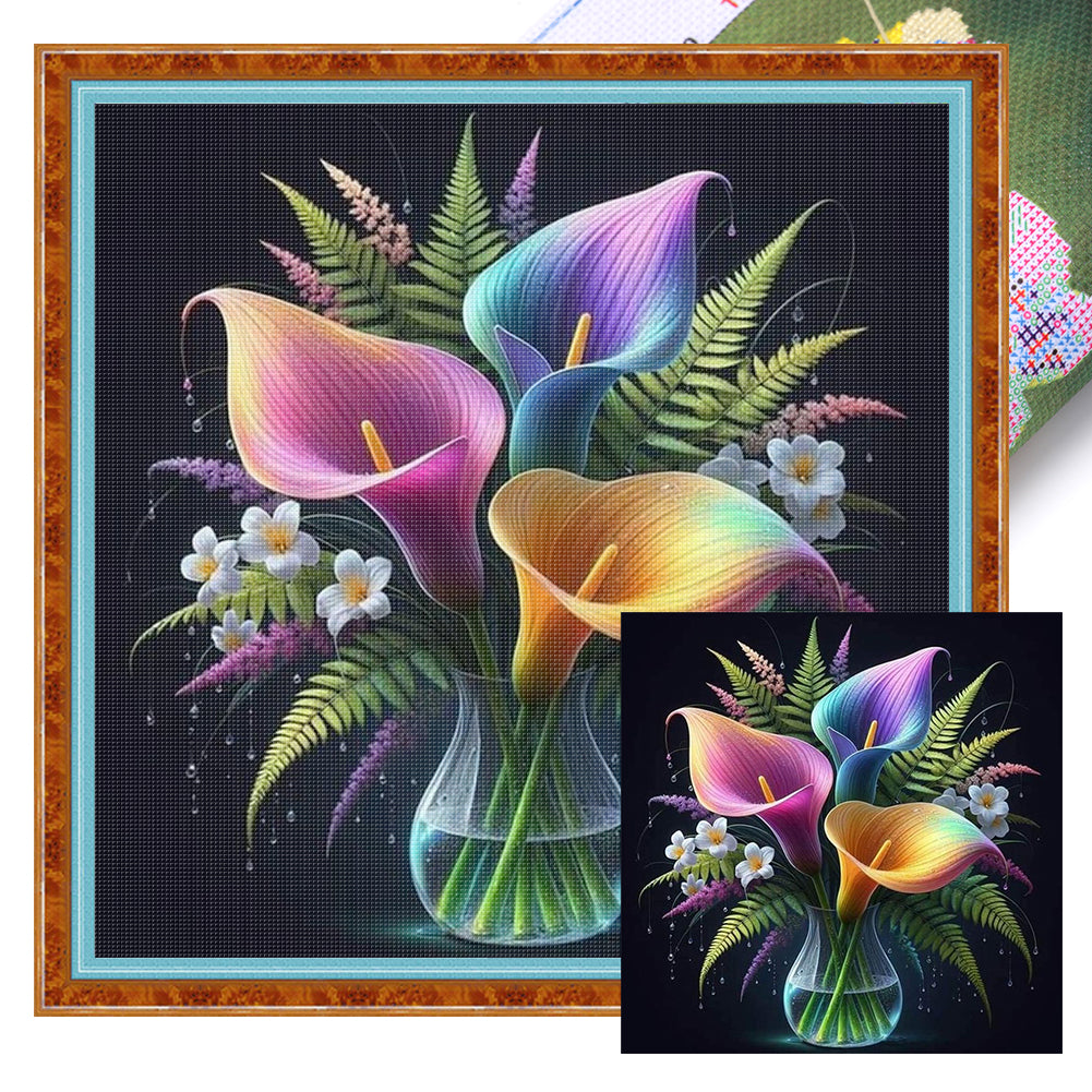 Calla Lily Vase - 11CT Stamped Cross Stitch 40*40CM