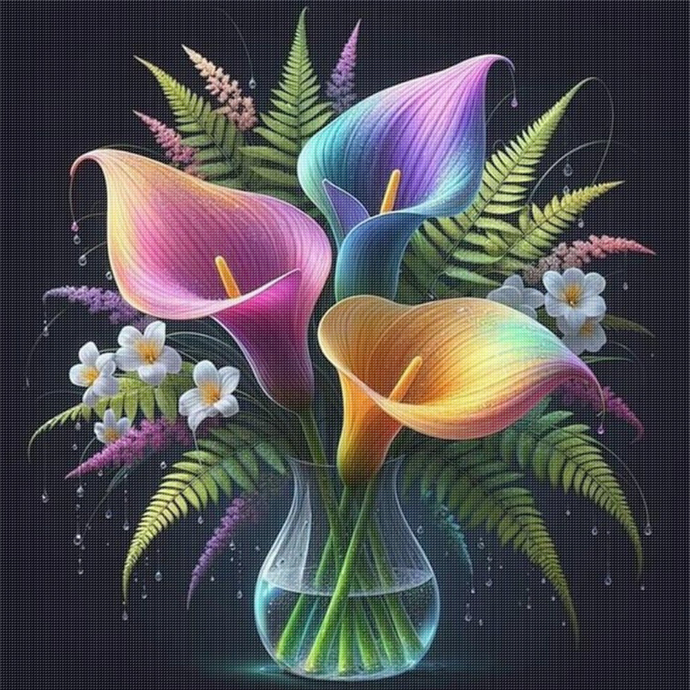 Calla Lily Vase - 11CT Stamped Cross Stitch 40*40CM
