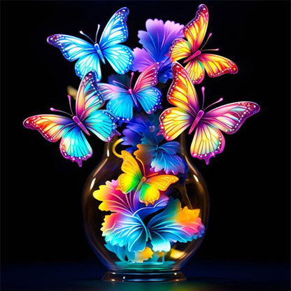 Glow-In-The-Dark Butterfly Vase - 11CT Stamped Cross Stitch 40*40CM