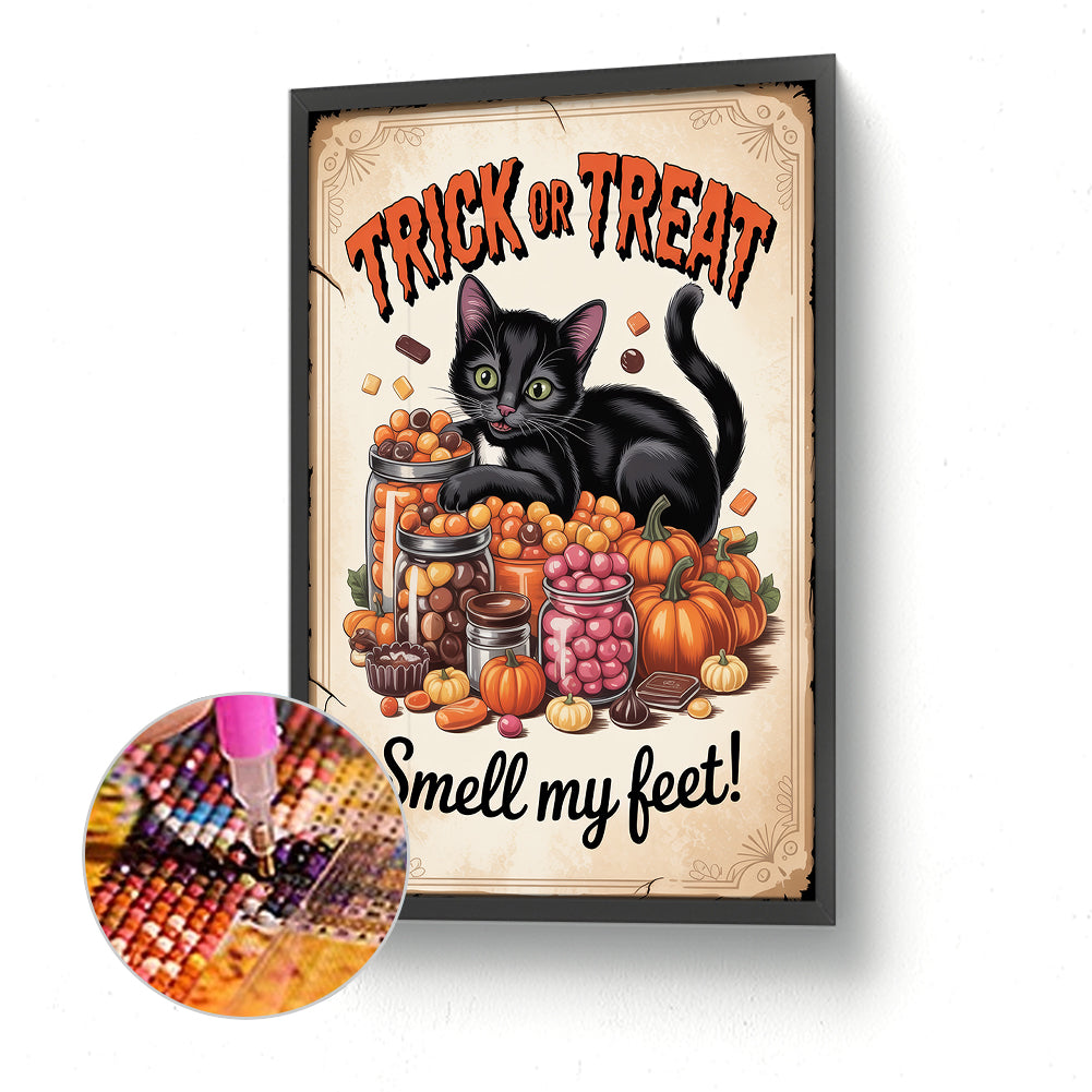 Halloween Cat - Full Round Drill Diamond Painting 30*45CM
