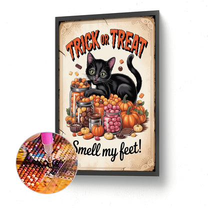 Halloween Cat - Full Round Drill Diamond Painting 30*45CM