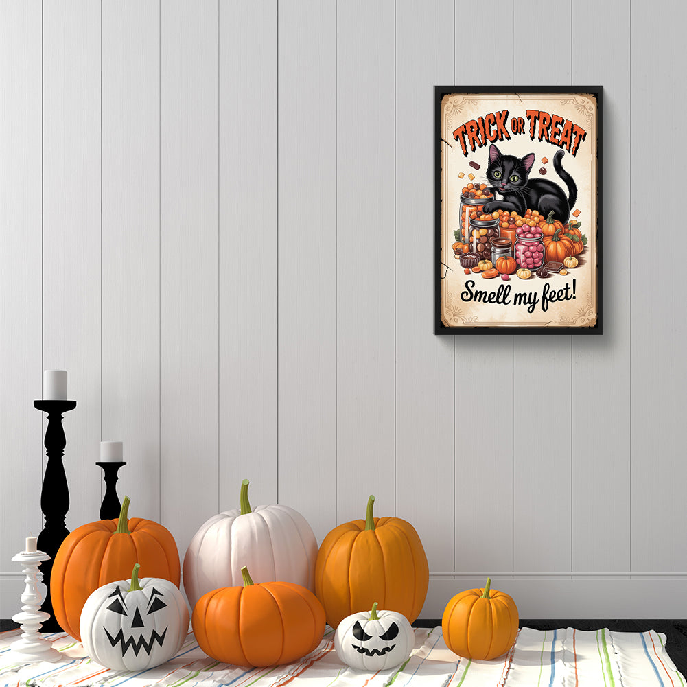 Halloween Cats - Full Round Drill Diamond Painting 30*45CM