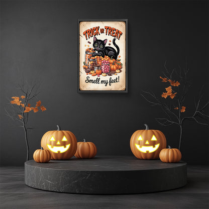 Halloween Cat - Full Round Drill Diamond Painting 30*45CM