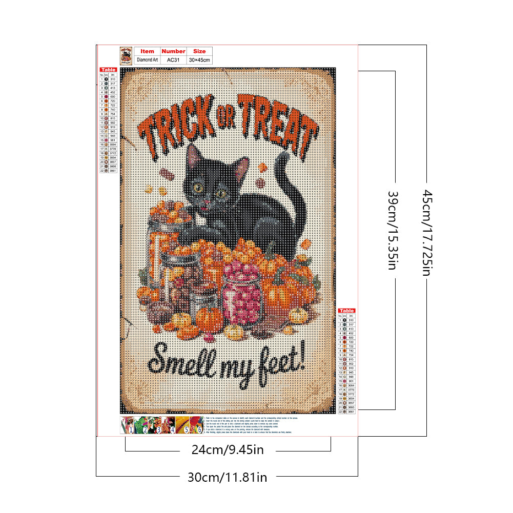 Halloween Cat - Full Round Drill Diamond Painting 30*45CM