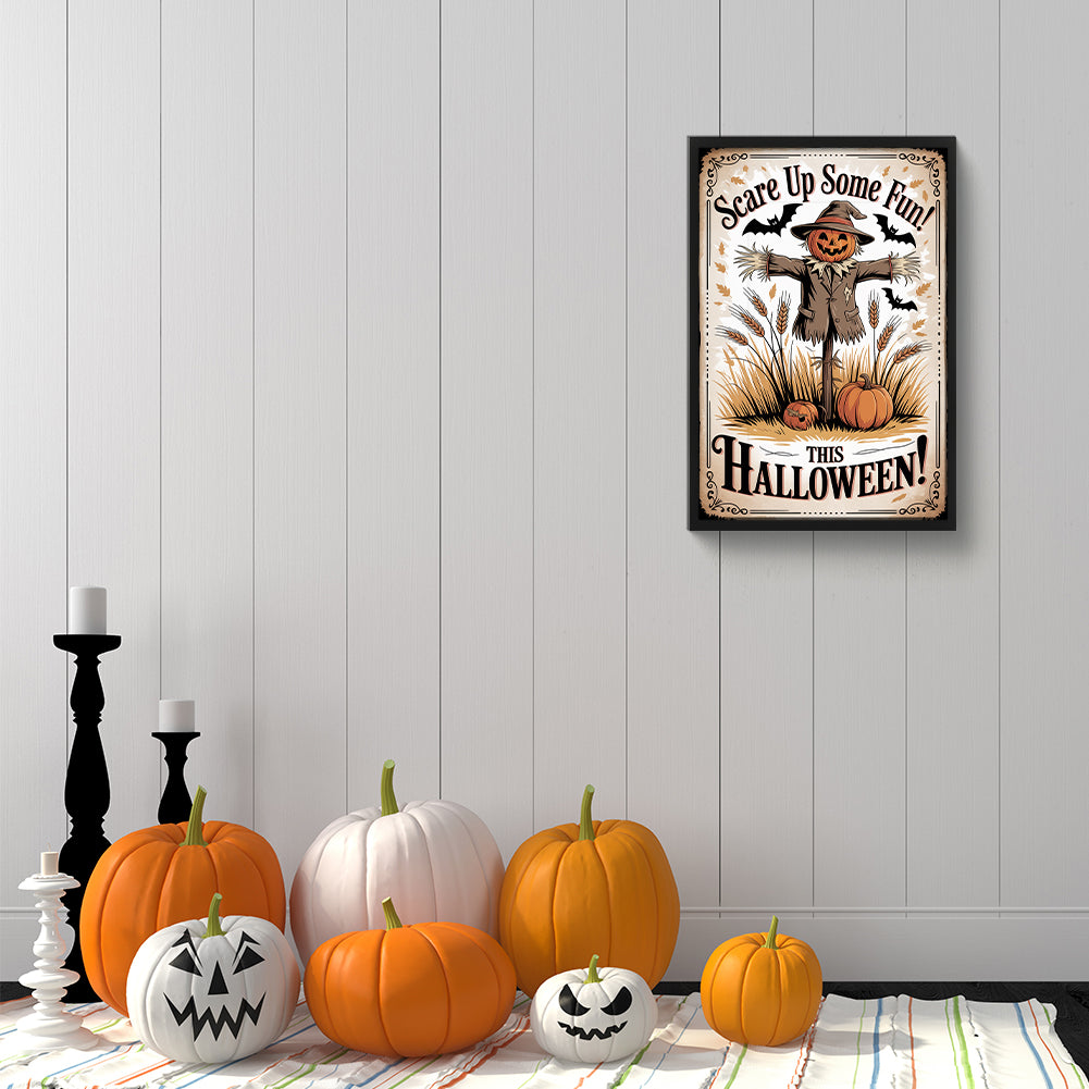 Halloween Scarecrow - Full Round Drill Diamond Painting 30*45CM
