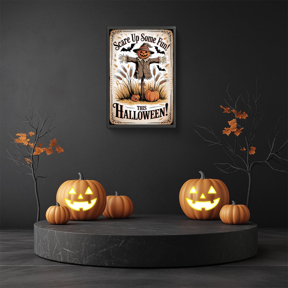 Halloween Scarecrow - Full Round Drill Diamond Painting 30*45CM