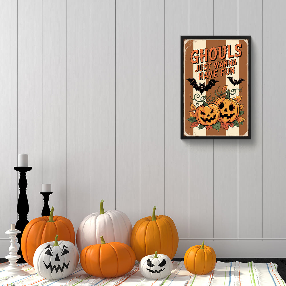 Halloween Pumpkin - Full Round Drill Diamond Painting 30*45CM