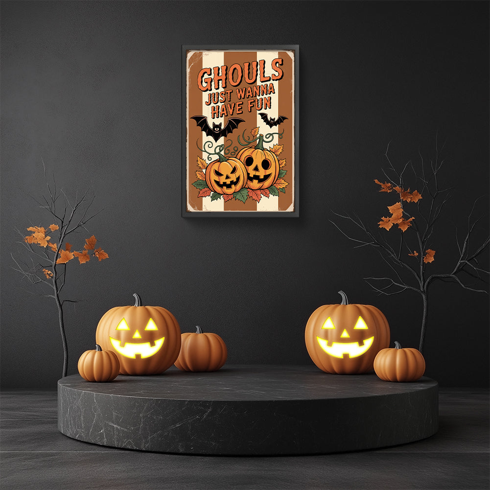 Halloween Pumpkins - Full Round Drill Diamond Painting 30*45CM