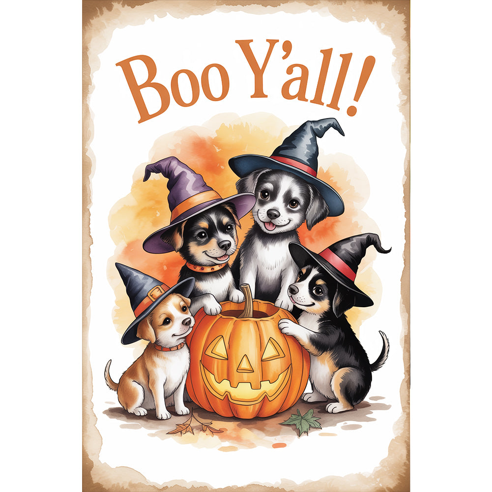 Halloween Dogs - Full Round Drill Diamond Painting 30*45CM