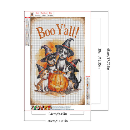 Halloween Dogs - Full Round Drill Diamond Painting 30*45CM